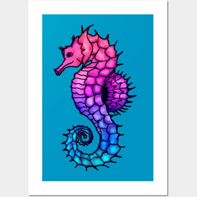 Vibrant Seahorse Wall Art by arinoiro